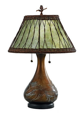 MC120T Mica Bronzed Base Two Light Table Lamp