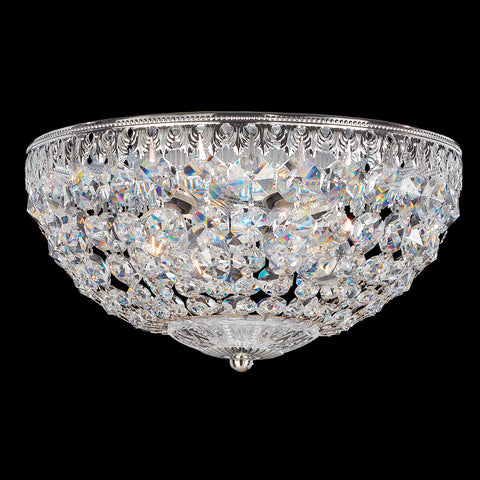 1560-40A  Petite Crystal 4 Light Flush Mount Gold/Silver