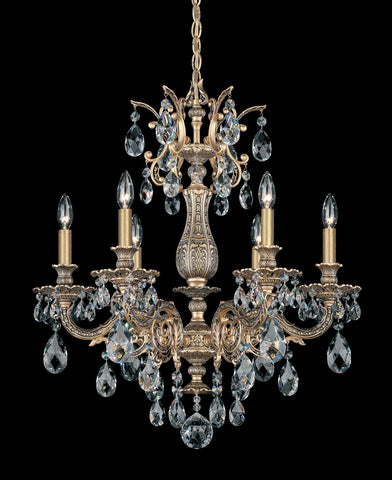 5676-27A  Milano Parchment Gold Spectra Clear Crystals 6 Lights Chandelier.